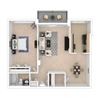 1 Bedroom Floor Plan image 834-858 Sq ft